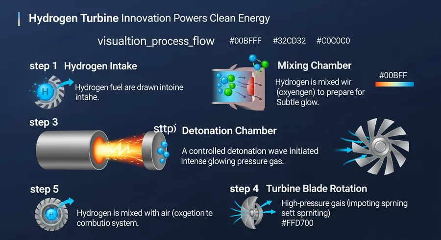 Process flow of electricity generation using hydrogen turbine from intake to output