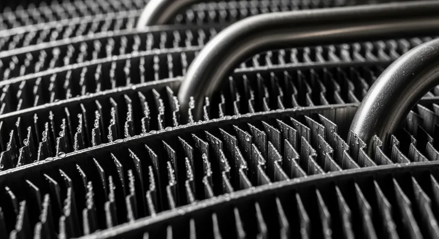 Close-up of cooling system in SpaceX data center with fins and pipes