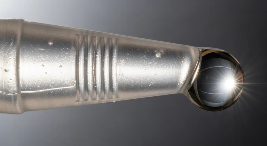 close-up of flea treatment applicator tip with droplet