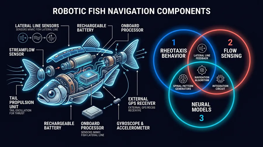 diagram of robotic fish components for navigation