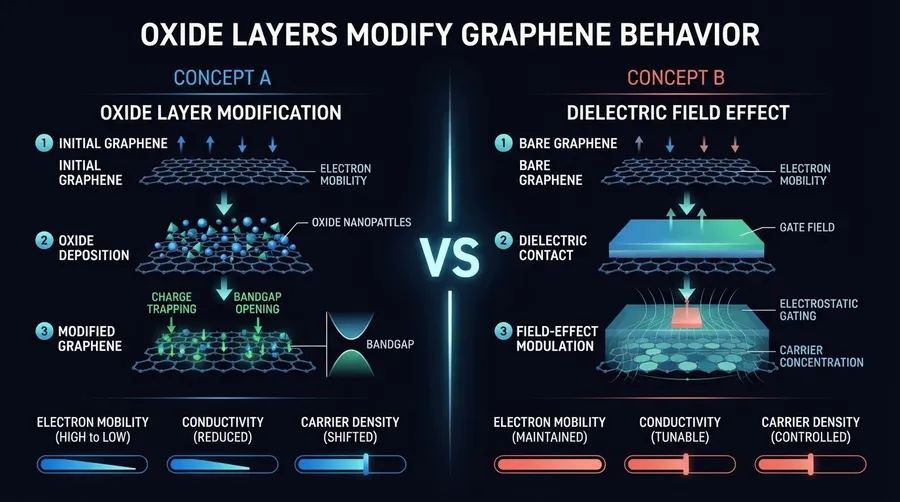 Process flow of oxide layers modifying graphene's behavior