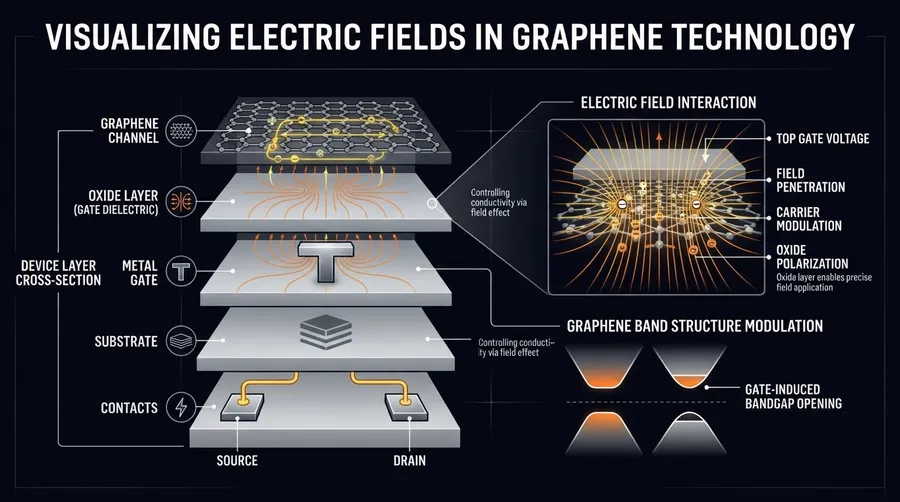 Diagram of graphene device layers and interactions