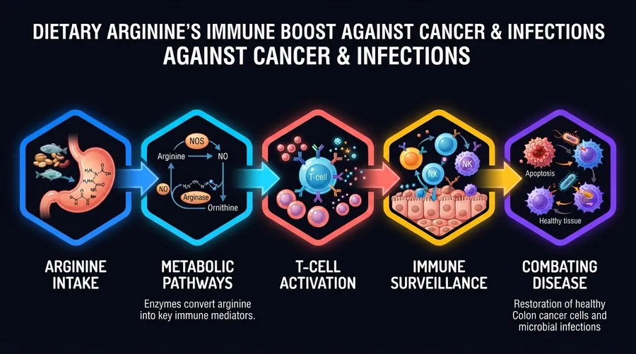 Dietary arginine process flow influencing immune system