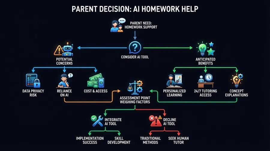 Flowchart of decision-making process for AI homework help