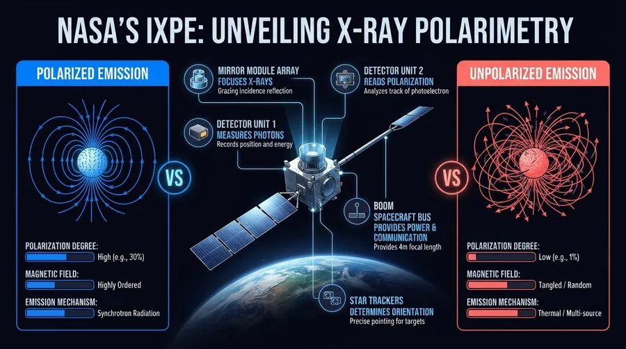 Diagram of IXPE telescope components for X-ray polarimetry