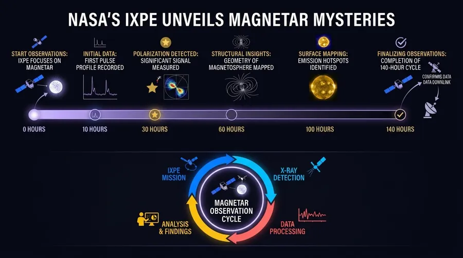 Timeline of IXPE's 140-hour magnetar observation with key events