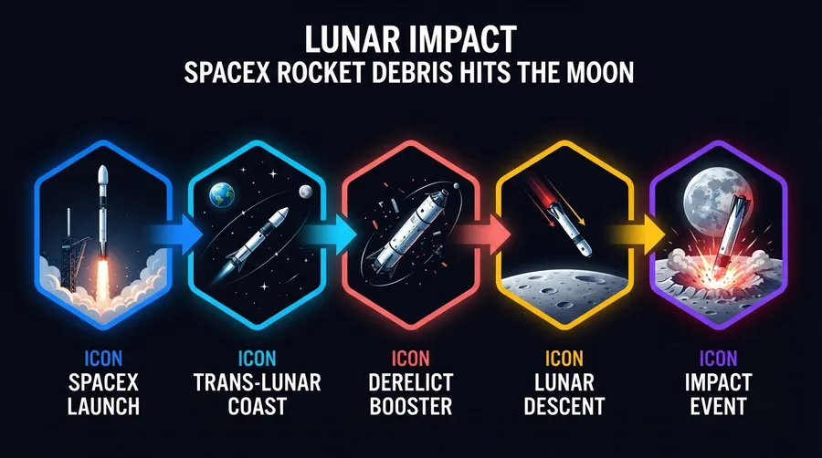Timeline of events leading to Falcon 9 Moon impact