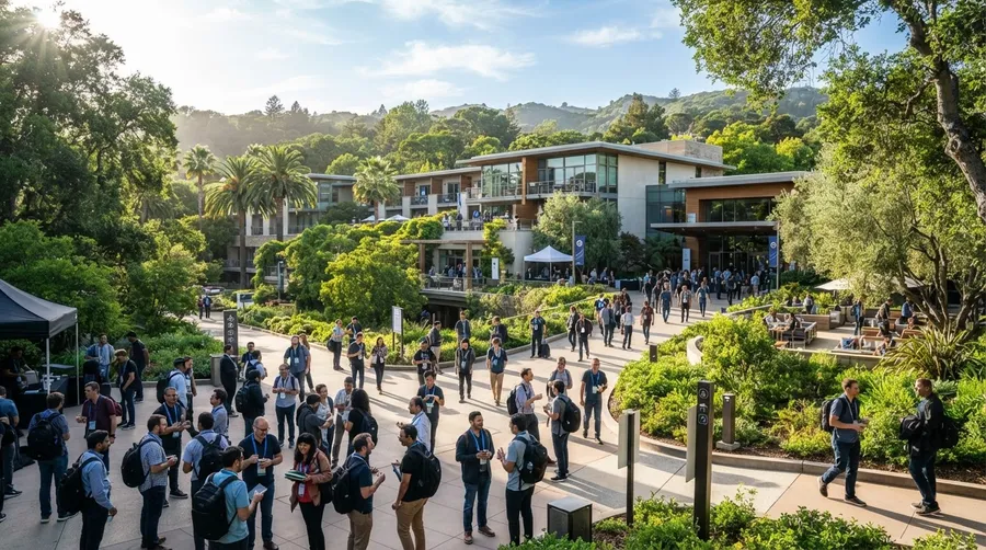AI research conference venue in Mountain View surrounded by California greenery