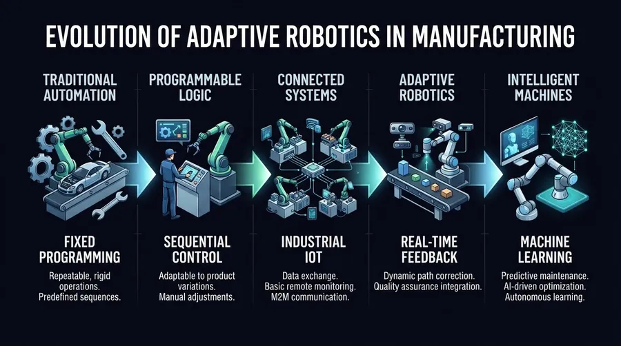 process flow from traditional robots to Industry 4.0 machines