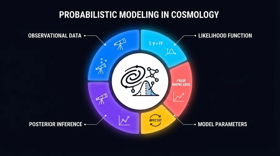 Diagram of probabilistic model components in cosmology