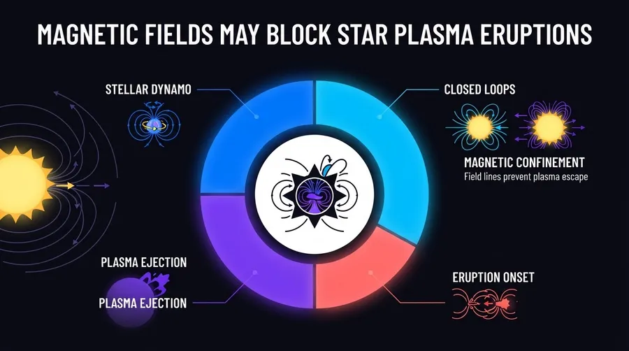 Diagram of magnetic fields and plasma eruptions on stars