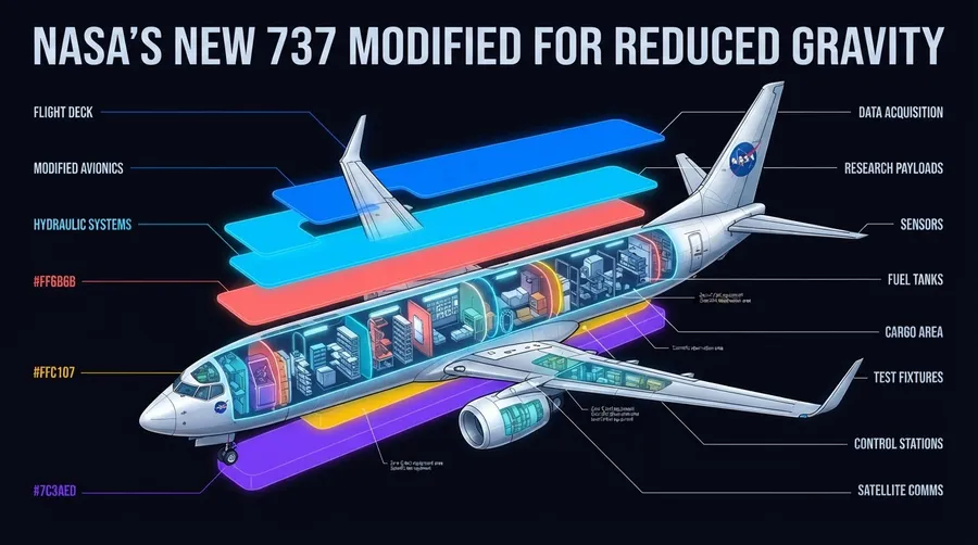 Diagram of modified components for reduced gravity testing on NASA 737