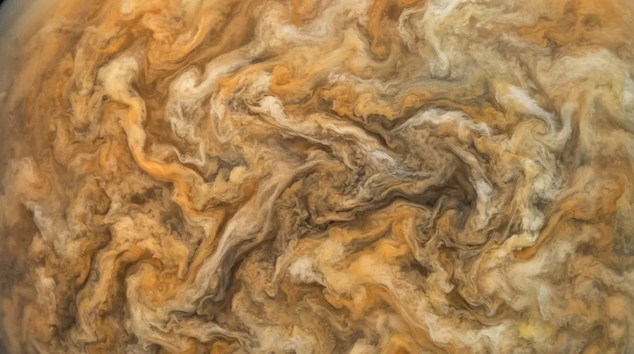 Close-up of Venus cloud structure and atmospheric wind dynamics