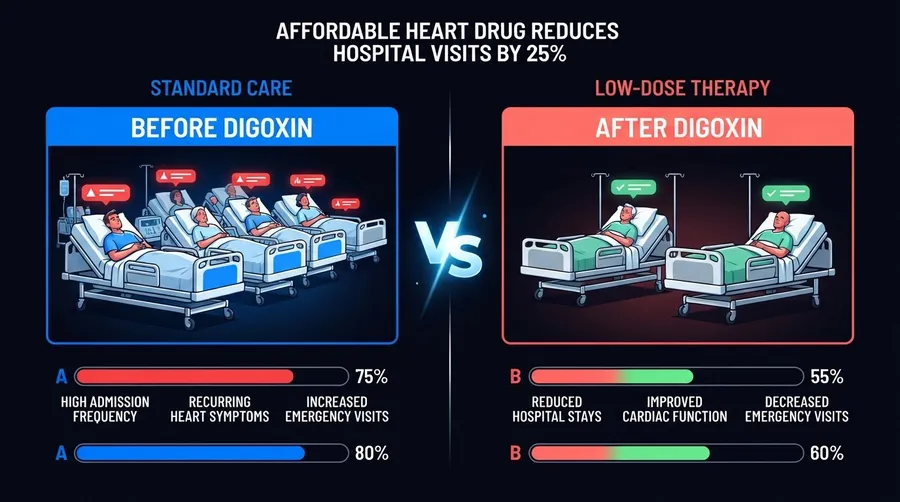 Comparison of hospitalization rates with and without digoxin