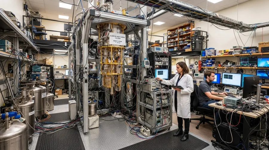 Laboratory with superconducting quantum heat engine and quantum computing equipment