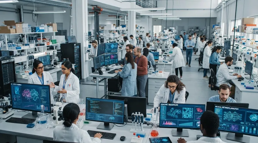 Research facility with AI and cancer research teams