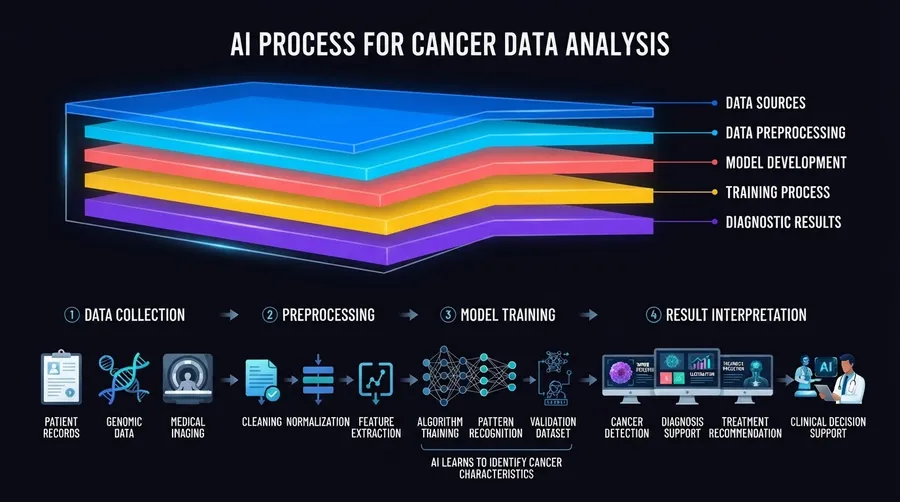 AI cancer data analysis process flow diagram