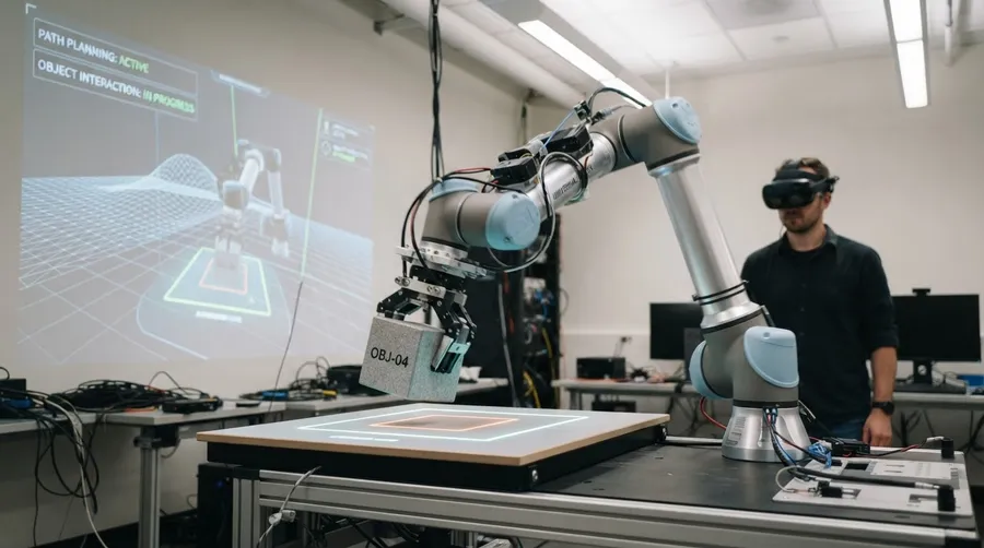 Robot interacting with virtual environment at MIT
