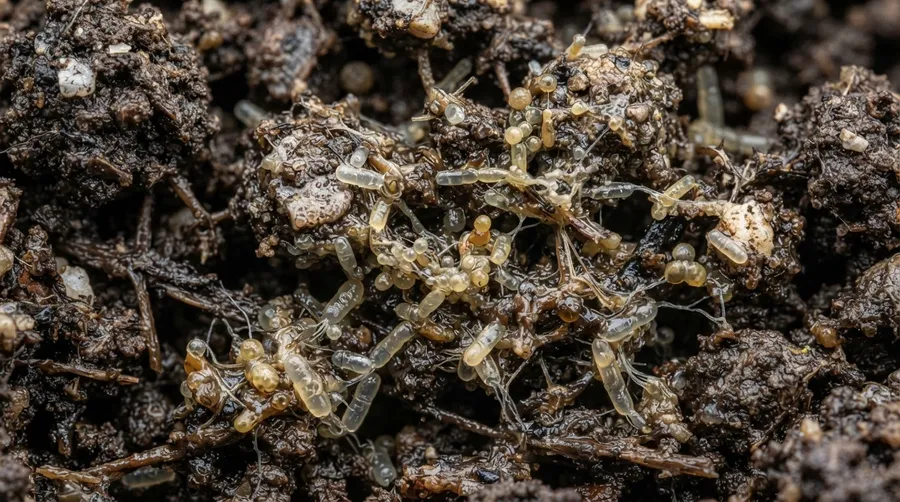 close-up of soil bacteria texture and structure