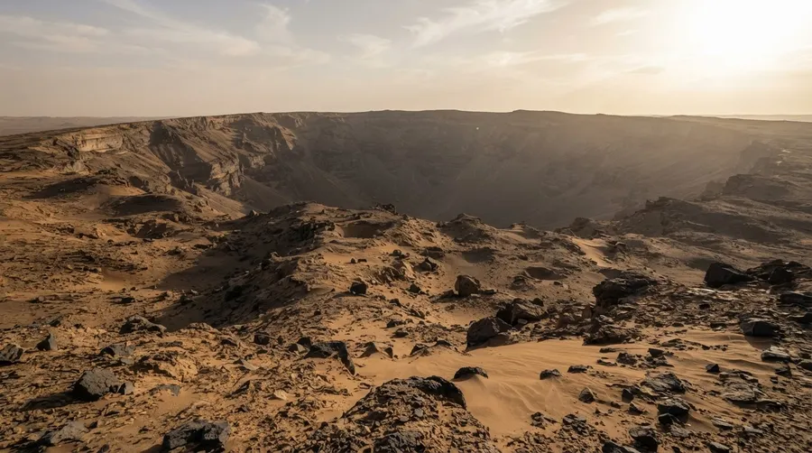 Schiaparelli Crater size compared to surrounding Martian landscape