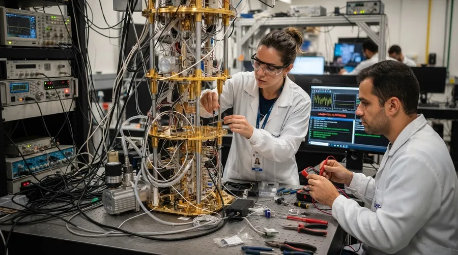Brazilian scientists calibrating quantum computing machine