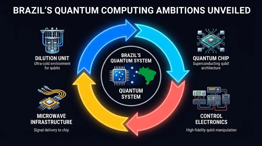Diagram of Brazil's quantum computing components and technologies