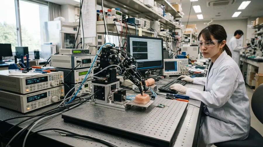 robotic finger apparatus in lab environment with equipment