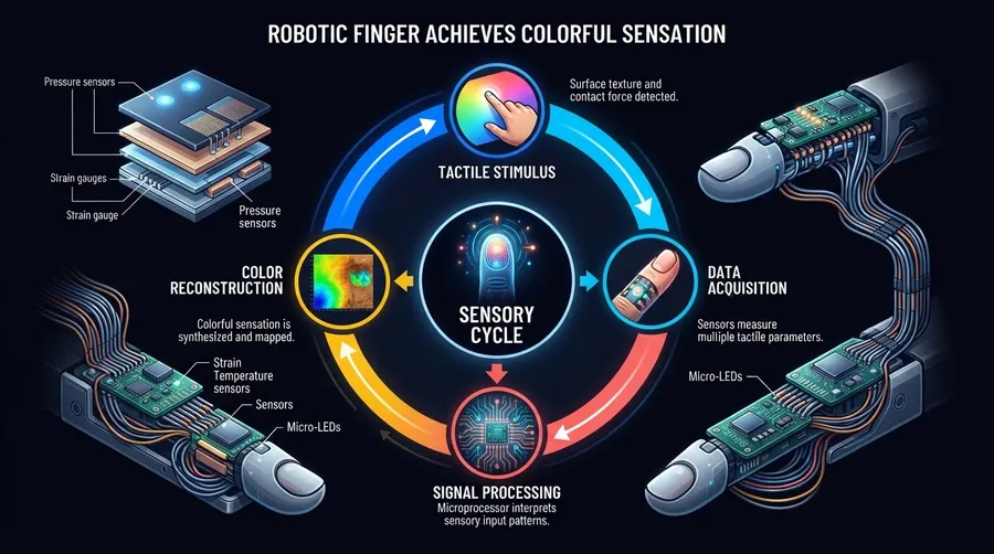 diagram of robotic finger sensory components and wiring