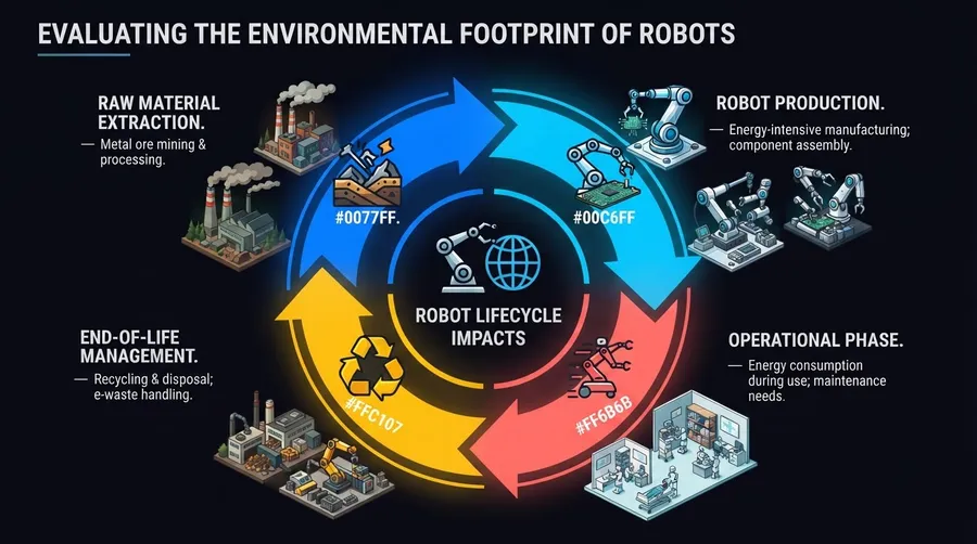 robot lifecycle process flow with environmental impact stages