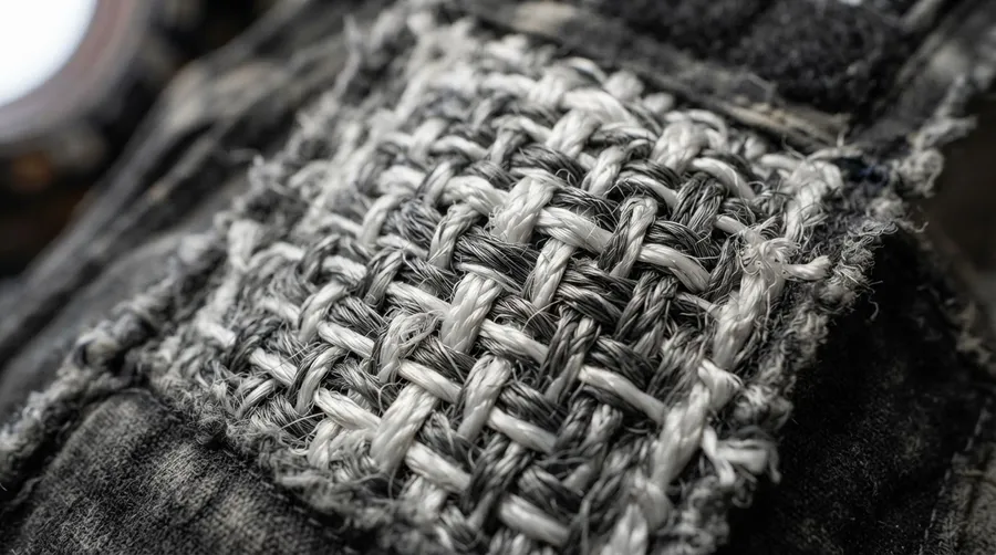 Close-up of AstroRad vest fabric with protective fiber weaving