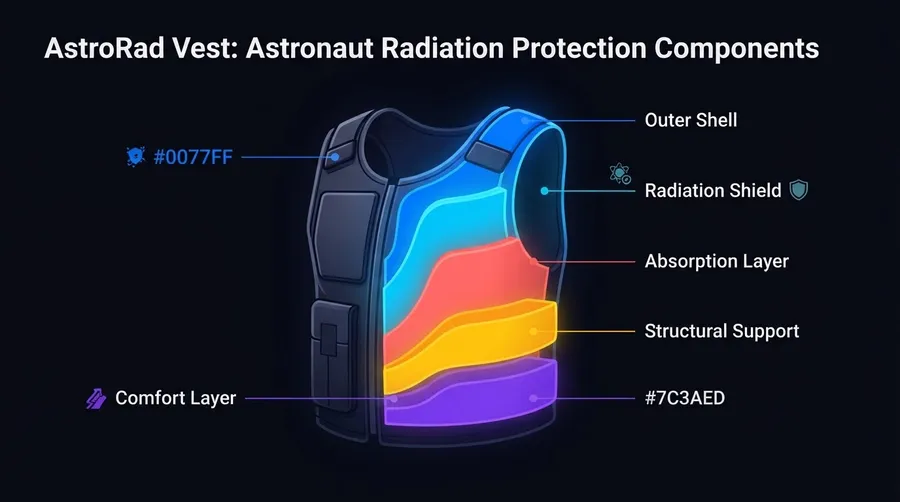 Component diagram of AstroRad vest's protective layers and materials