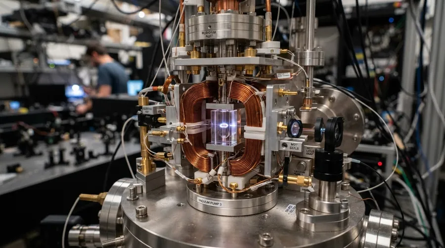 Close-up of rubidium atom trap apparatus in space experiment