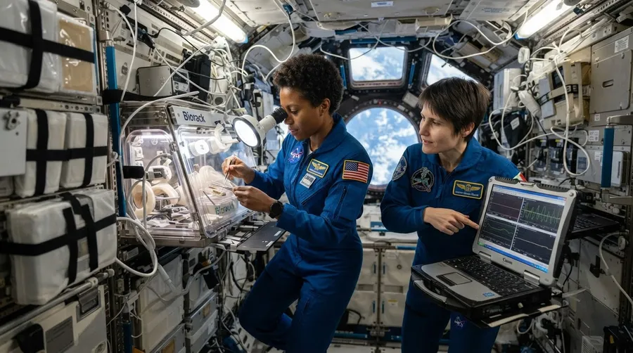 Scientists conducting gravity experiment on space station
