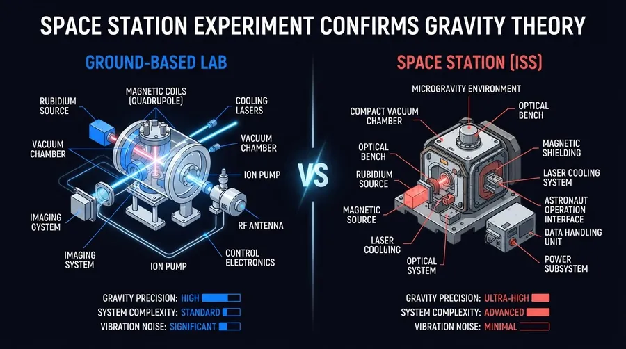 Diagram of rubidium atom trap components for gravity experiment