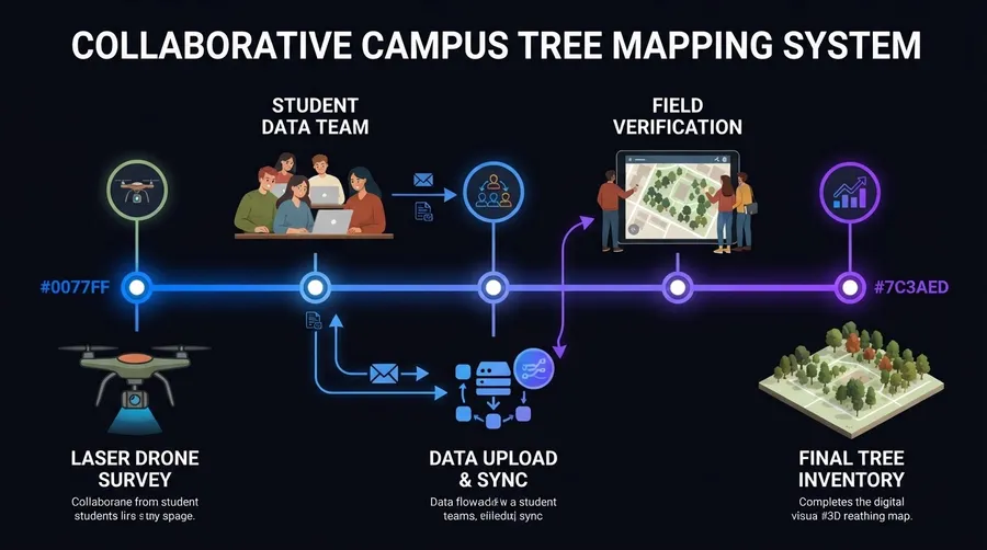 Network map of drone and student collaboration in tree mapping
