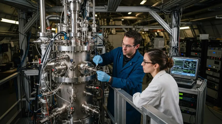 scientists calibrating dark matter detection equipment