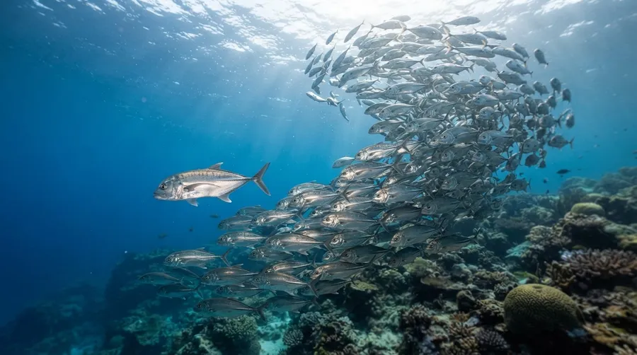 fish group coordination demonstrating teamwork in murky water
