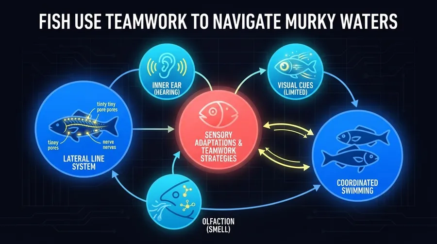 diagram of fish sensory adaptations and teamwork strategies