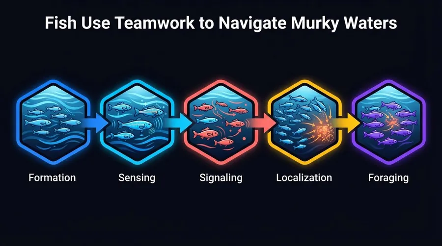 process flow of fish teamwork in locating food in murky waters
