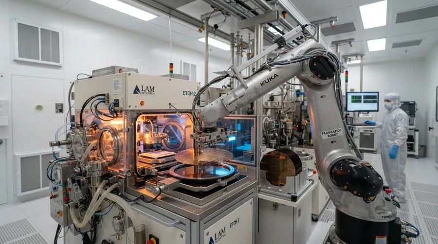 Robotic arm in semiconductor wafer fabrication