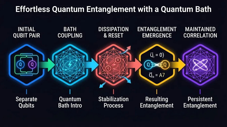 Process flow of entangled qubits in quantum bath