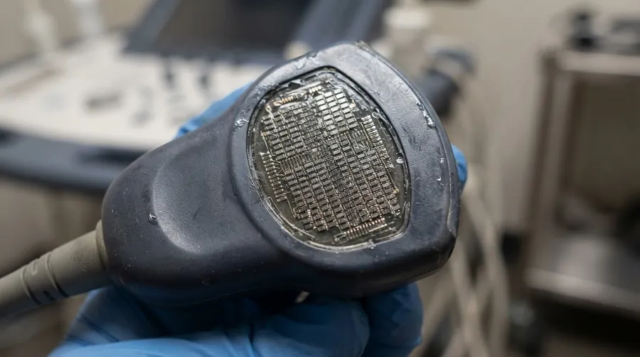 Close-up of ultrasound transducer surface design