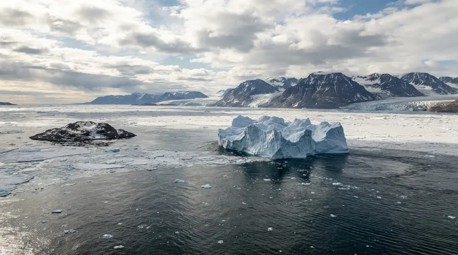 Wide shot of iceberg in Nares Strait near Joe Island