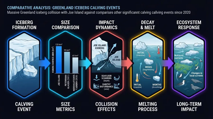 Comparison of iceberg size and impact with other calving events