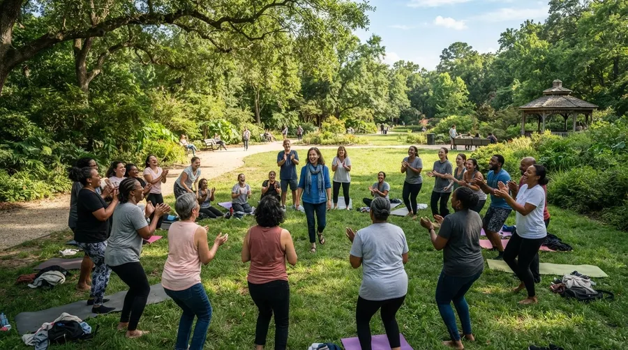 Community park setting for laughter therapy