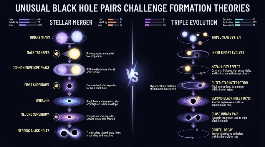 process flow of unusual black hole pair formation theories
