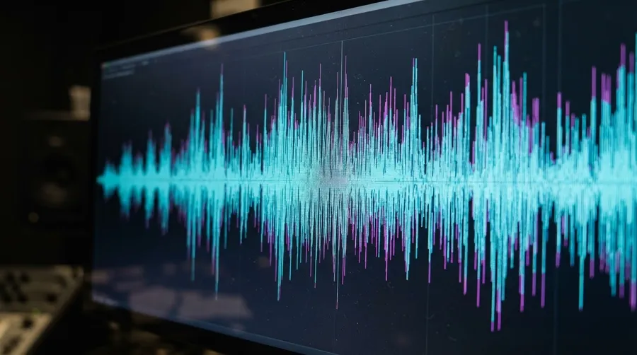 Close-up of sound wave pattern showing data transformed into sound waves