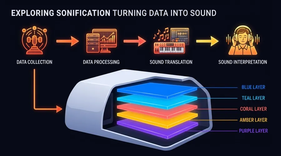 Process flow of turning data into sound from collection to interpretation