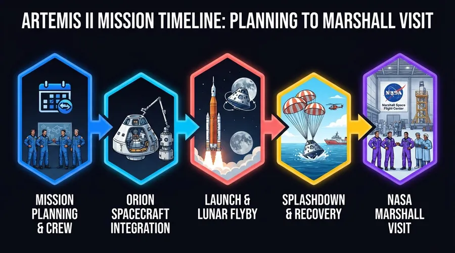Timeline of Artemis II mission planning to NASA Marshall visit