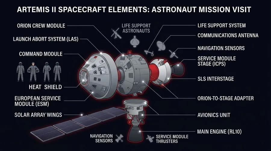 Component diagram of Artemis II spacecraft elements